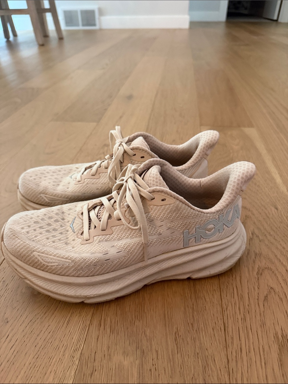 Hoka Women's Cream/Beige Cushioned Running Sneakers